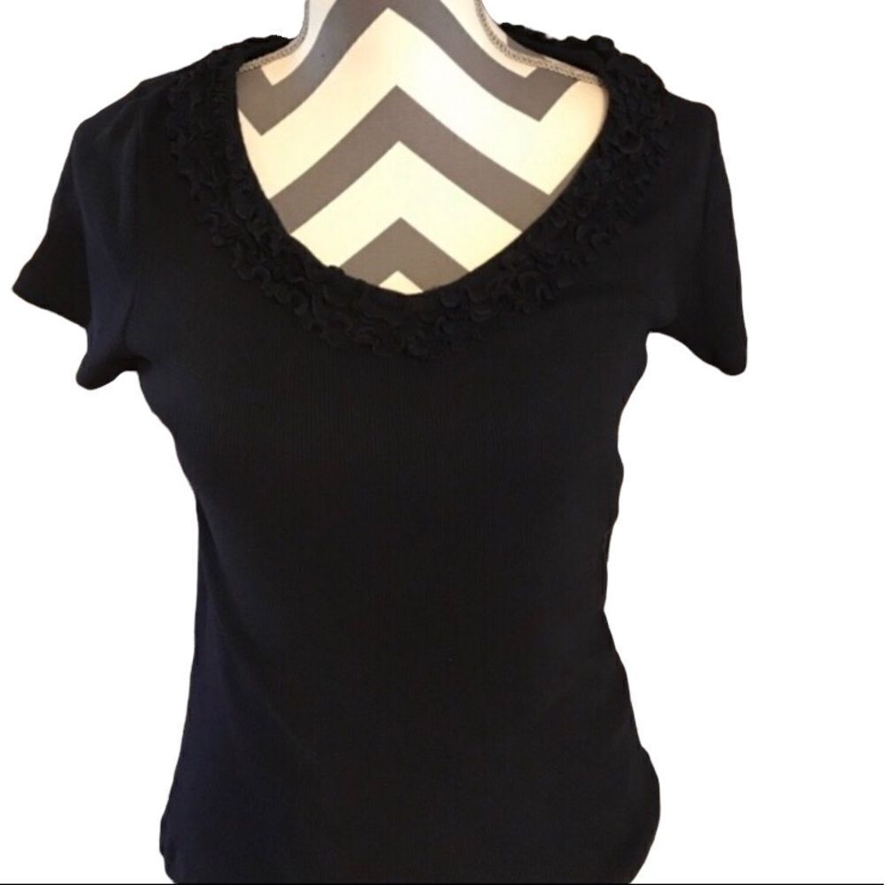 Talbots Black Knit Top SMALL